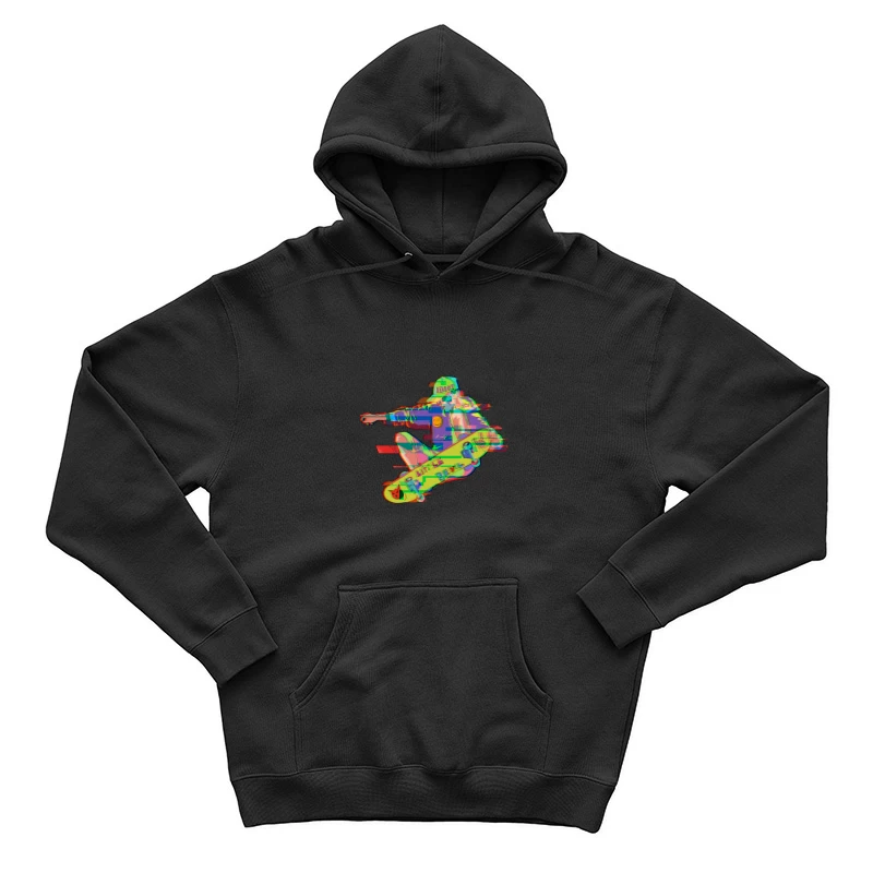Glitch-Schädel-Skateboarding Herren Pullover Hoodie