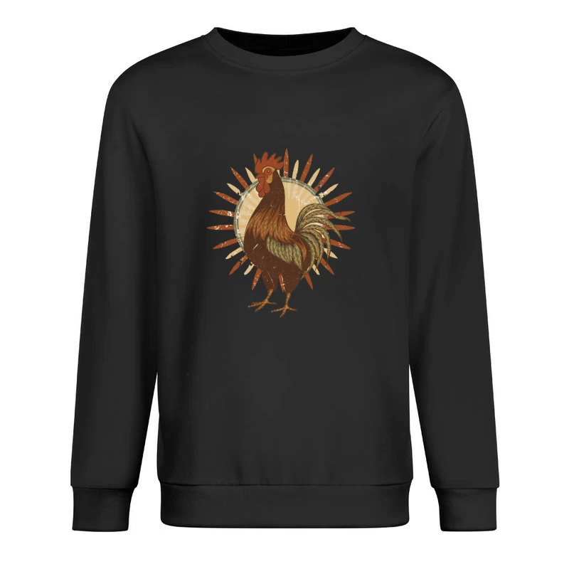 Vintage Sun Rooster T-Shirt Male Pullover Sweatshirt