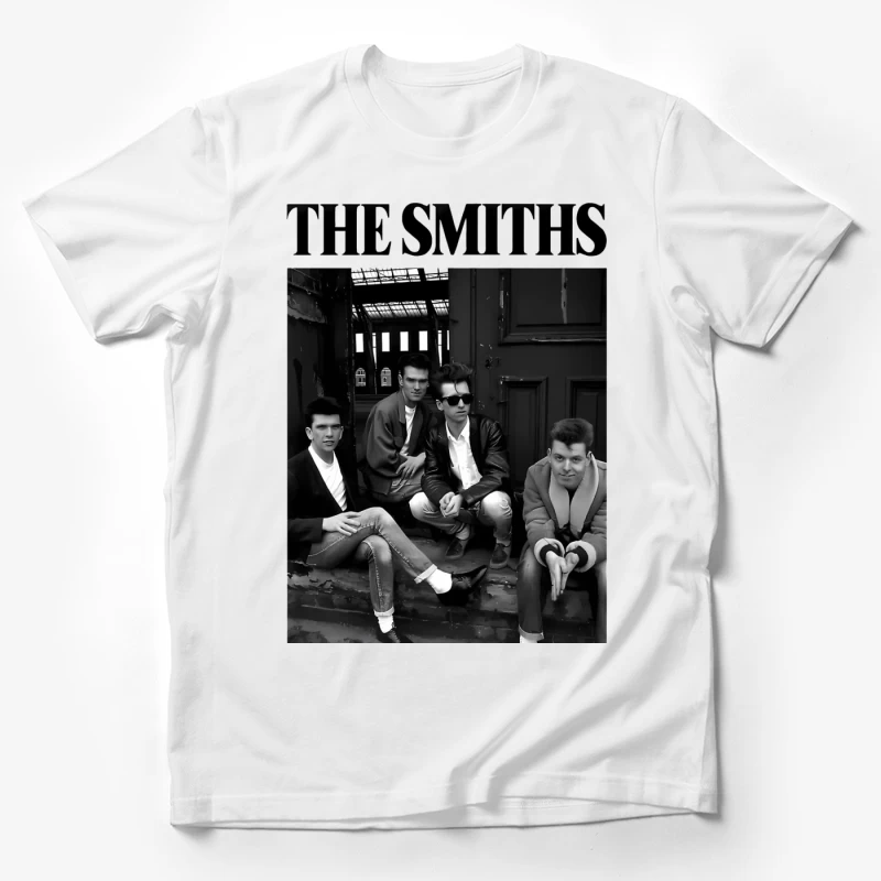 The Smiths: Iconic 1980s British Alternative Rock Band in Black and White Male T-Shirt