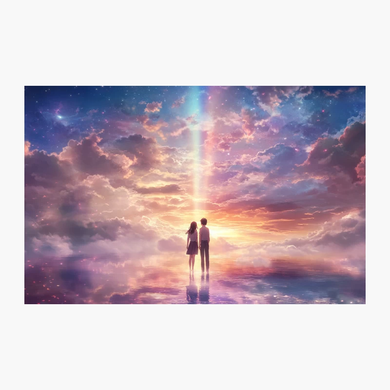 Romantic Silhouettes in a Fantastical Sunset Reflection Travel Mug