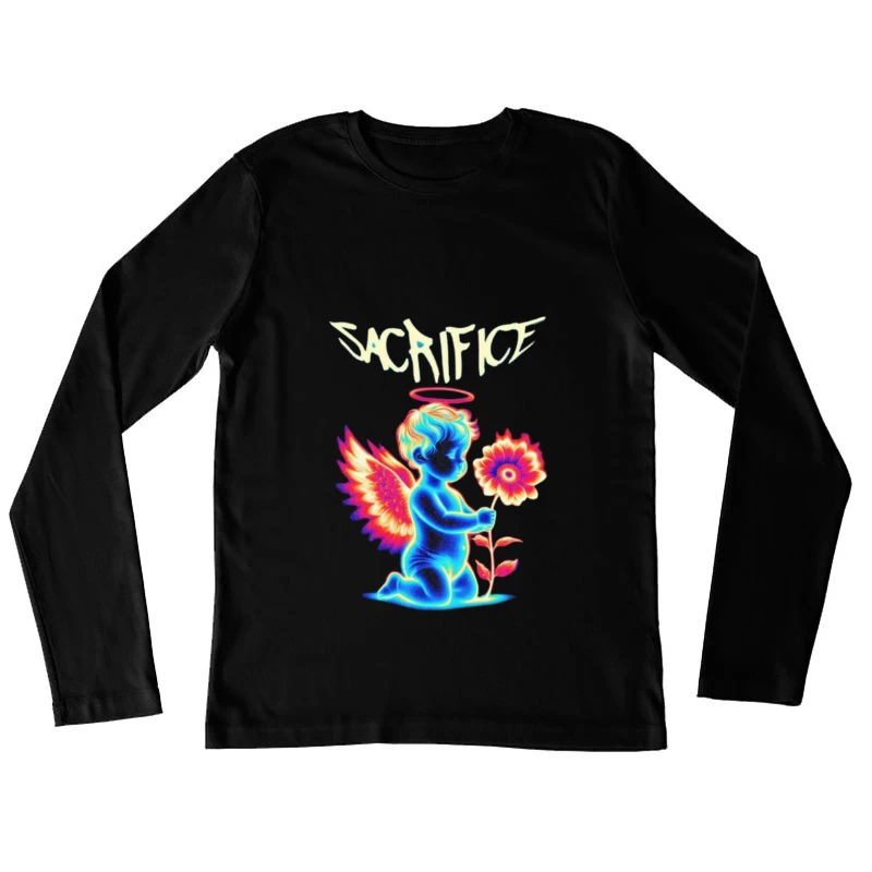 Neon Angel with Rainbow Wings - Sacrifice Art Female Long Sleeve T-Shirt