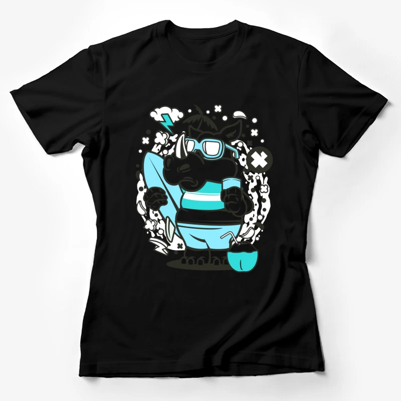 Rhino surfeur avec accessoires d'été Femme T-Shirt