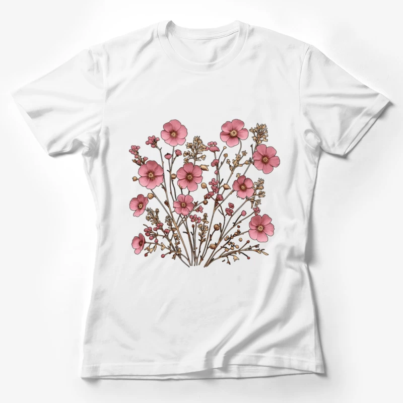 Rosa Blumenstrauß mit filigranen Zweigen Damen T-Shirt