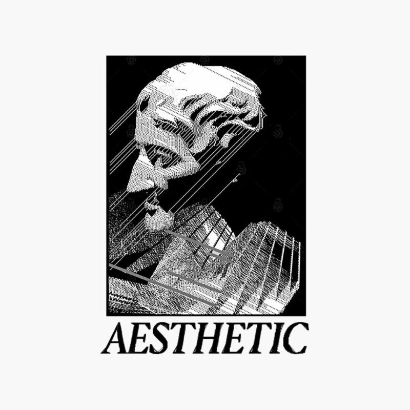 Glitched Aesthetic Portrait in Black and White Cotton Tote Bag