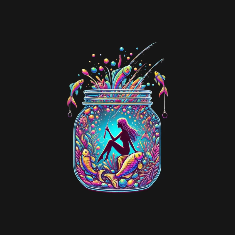 Magical Mermaid in Enchanted Mason Jar with Rainbow Fish Female Long Sleeve T-Shirt