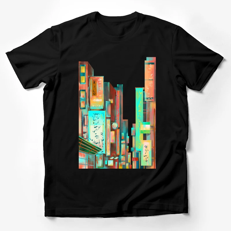 Städtische Szenen mit Neonlichtern Herren T-Shirt