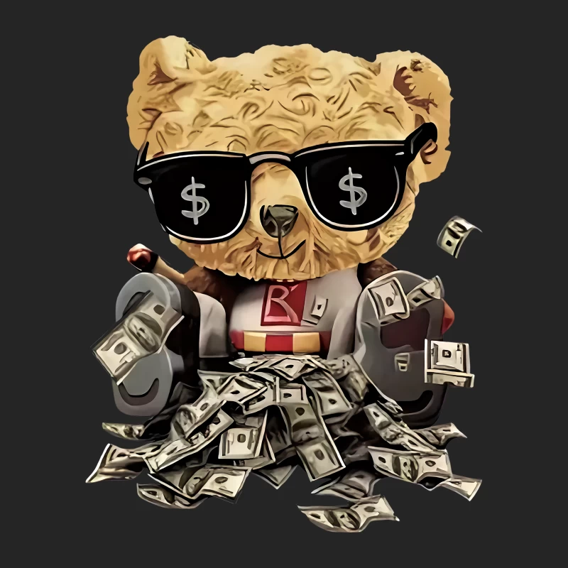 Cooler Teddybär mit Sonnenbrille und Geld Herren Pullover Sweatshirt