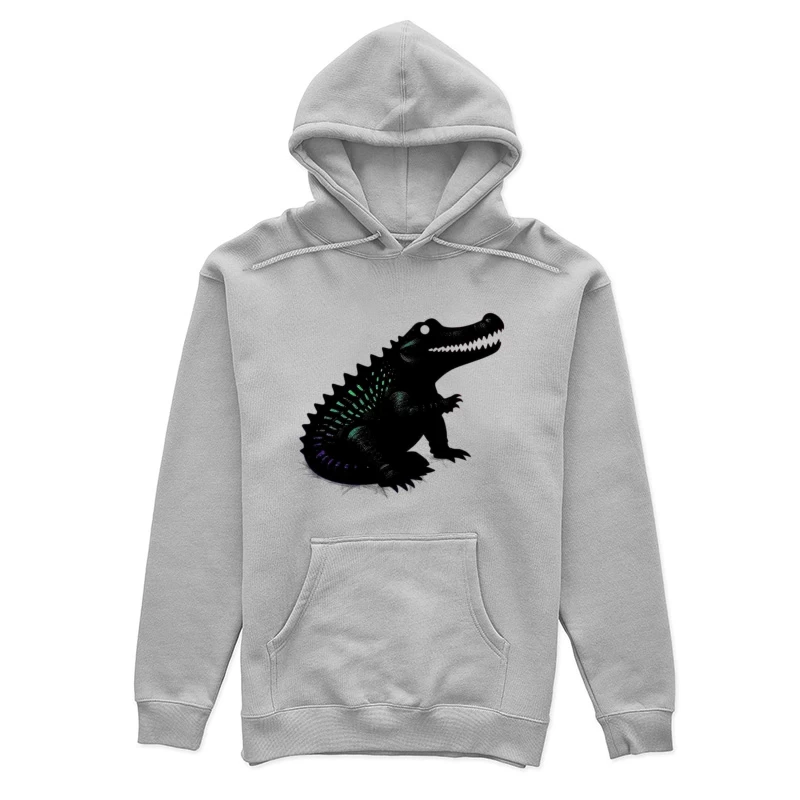 Cute Black Alligator Silhouette with Iridescent Details Female Pullover Hoodie