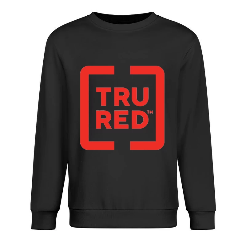 TruRed Minimalist Square Logo Design in Red and White Male Pullover Sweatshirt