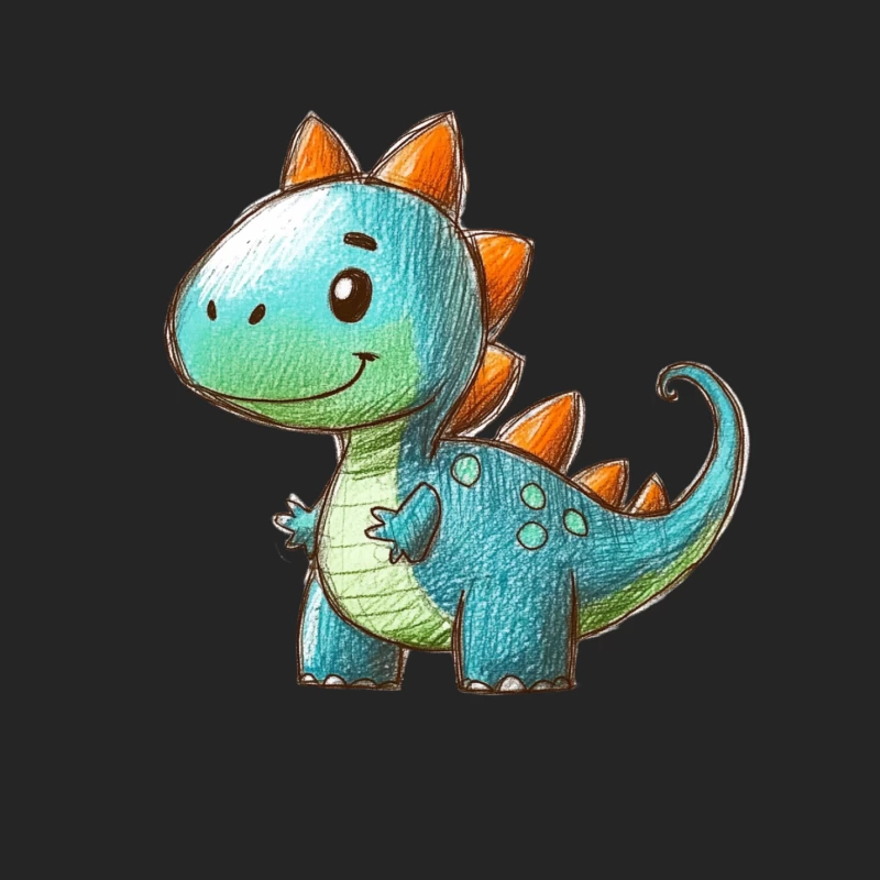 Cute Cartoon Dinosaur Character Drawing Male Pullover Sweatshirt