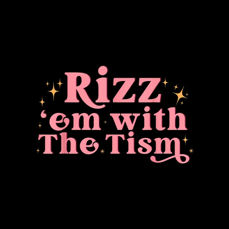 Retro Pink Typography: "Rizz em with The Tism" with Sparkles Mouse Pad