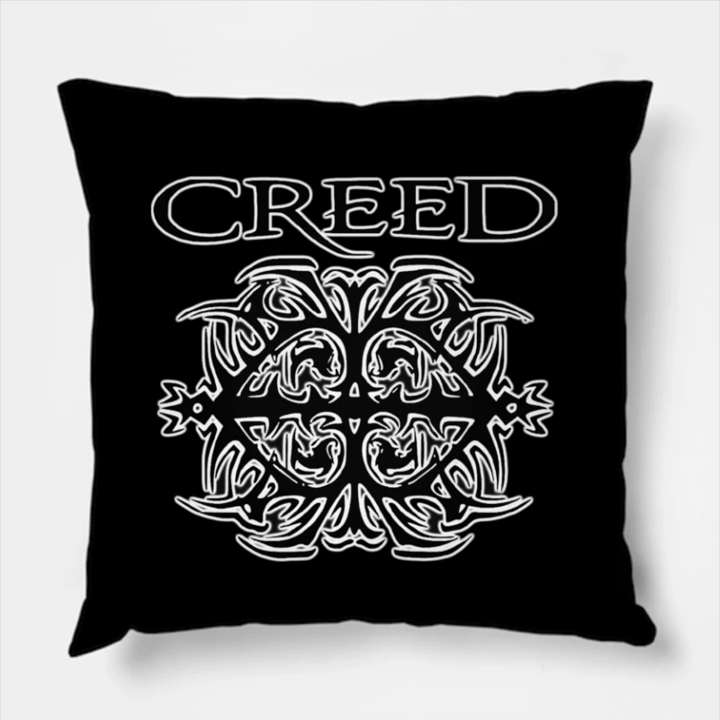 Creed Band Logo with Tribal Gothic Design Throw Pillow