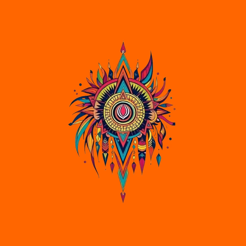 Vibrant Tribal Mandala Art Tapestry