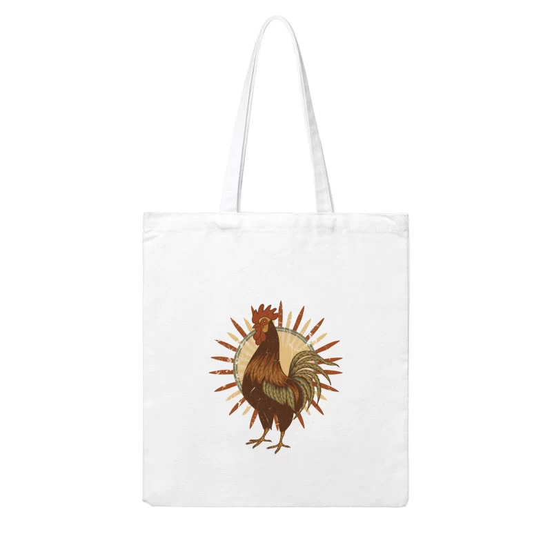 Vintage Sun Rooster T-Shirt Cotton Tote Bag