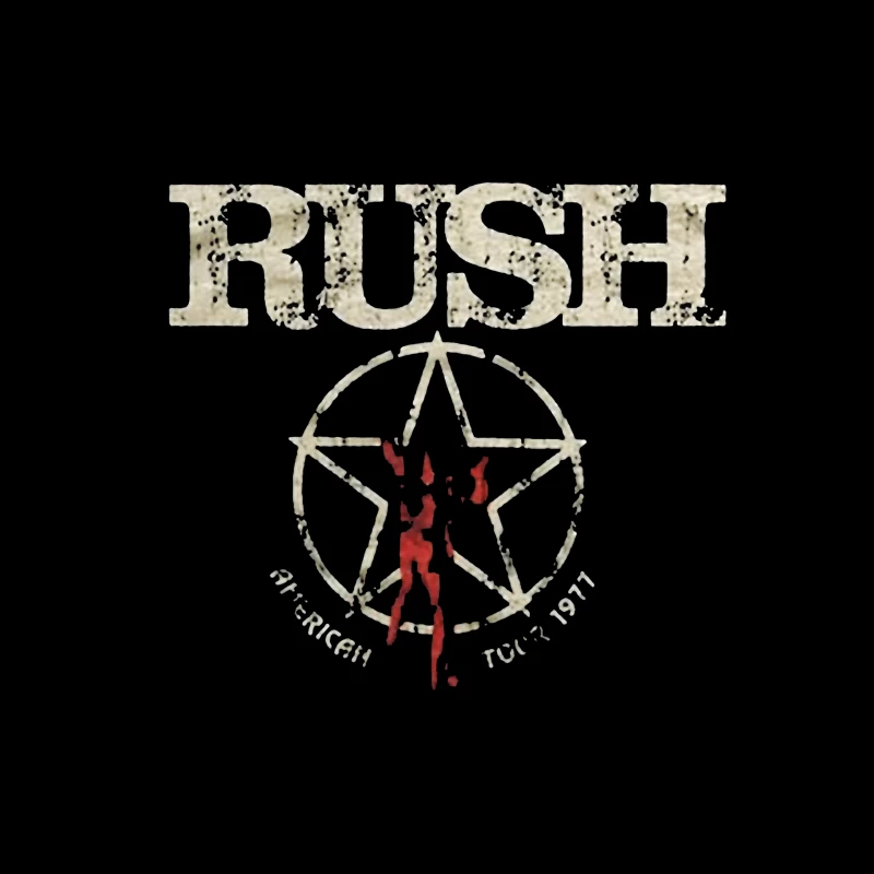 Rush Band Vintage Logo with Pentagram Star Design Throw Pillow