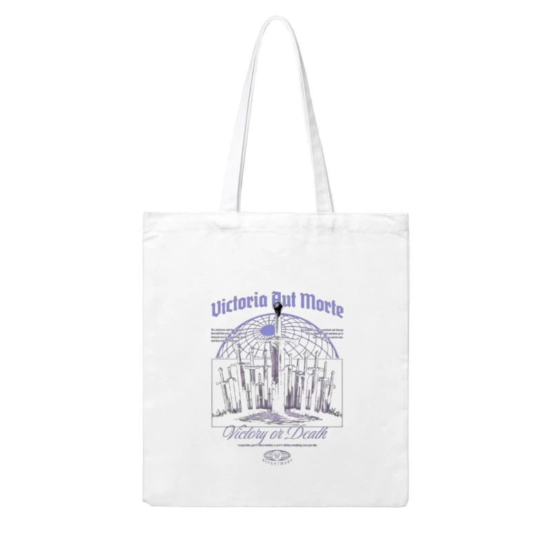 Gothic Medieval Swords Victory or Death Illustration Cotton Tote Bag