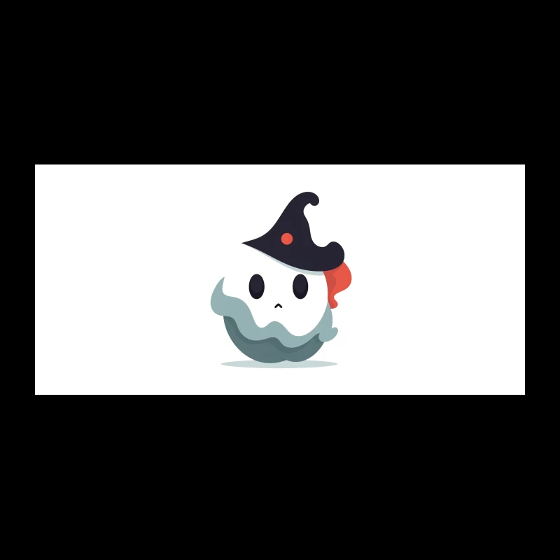 Cute Cartoon Ghost with Witch Hat Coffee Mug