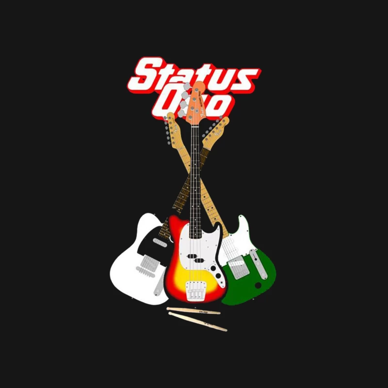 Status Quo Rock Band Logo with Electric Guitars Mouse Pad