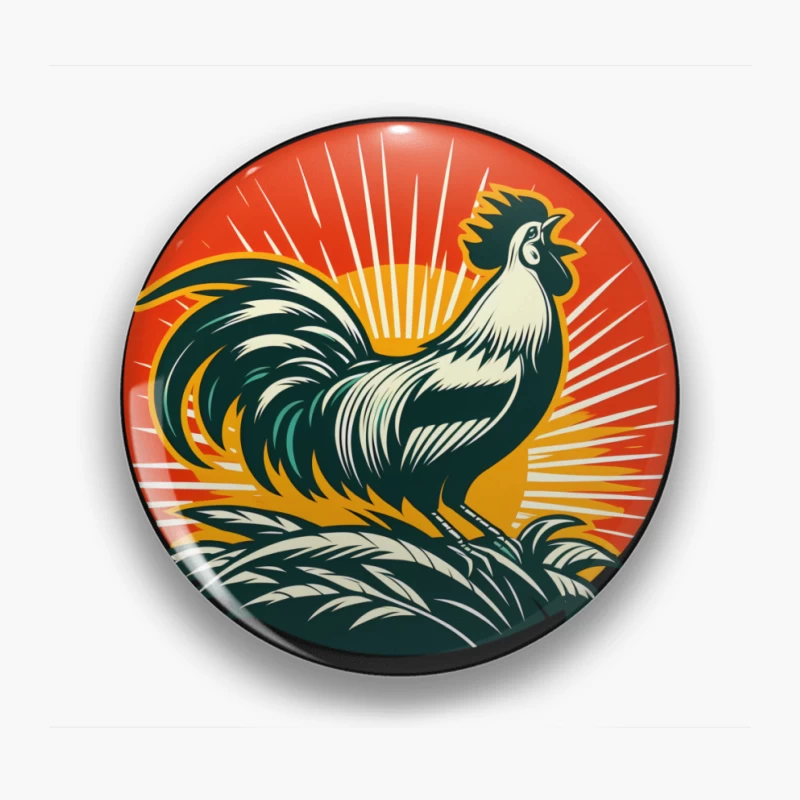 Buy Rooster Sunrise Vintage Pin