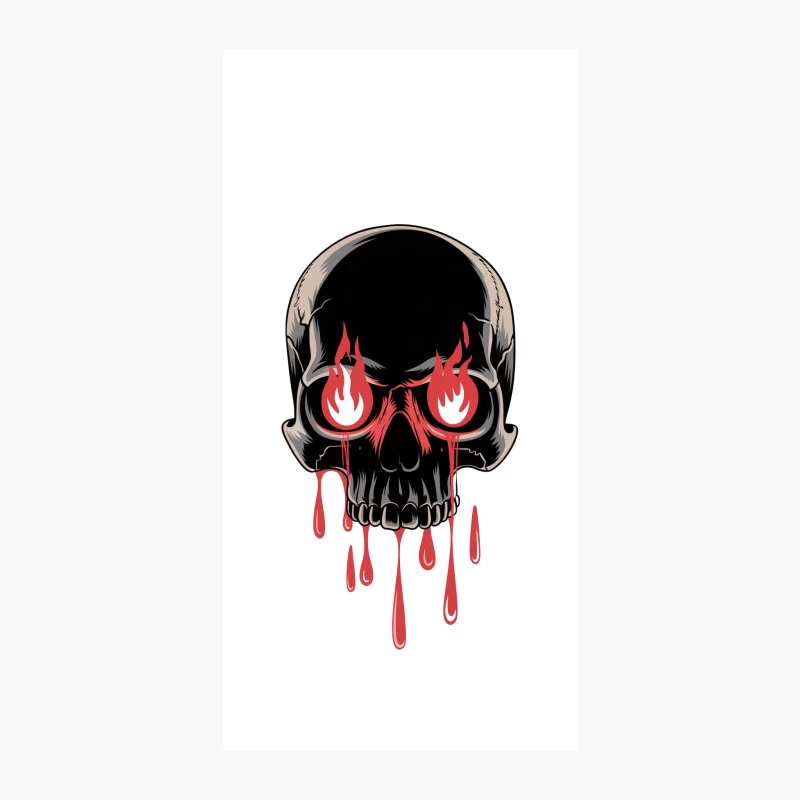 Flaming Eyes Gothic Skull with Dripping Blood iPhone Case