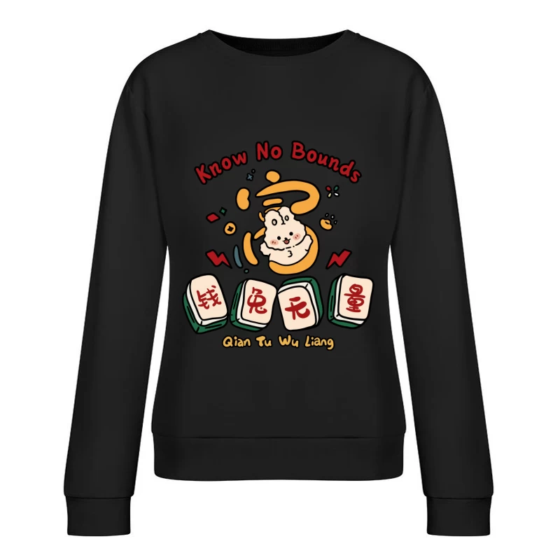 Niedliches Häschen-Design mit Mahjong-Steinen Damen Pullover Sweatshirt