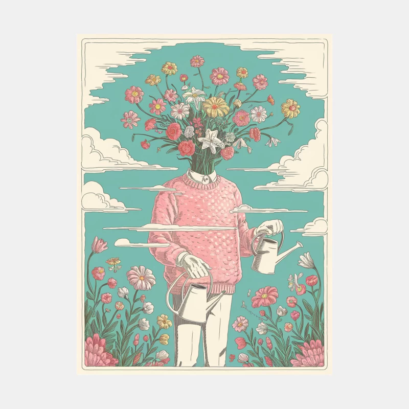Whimsical Gardener: A Surreal Floral Fusion Male Tank Top