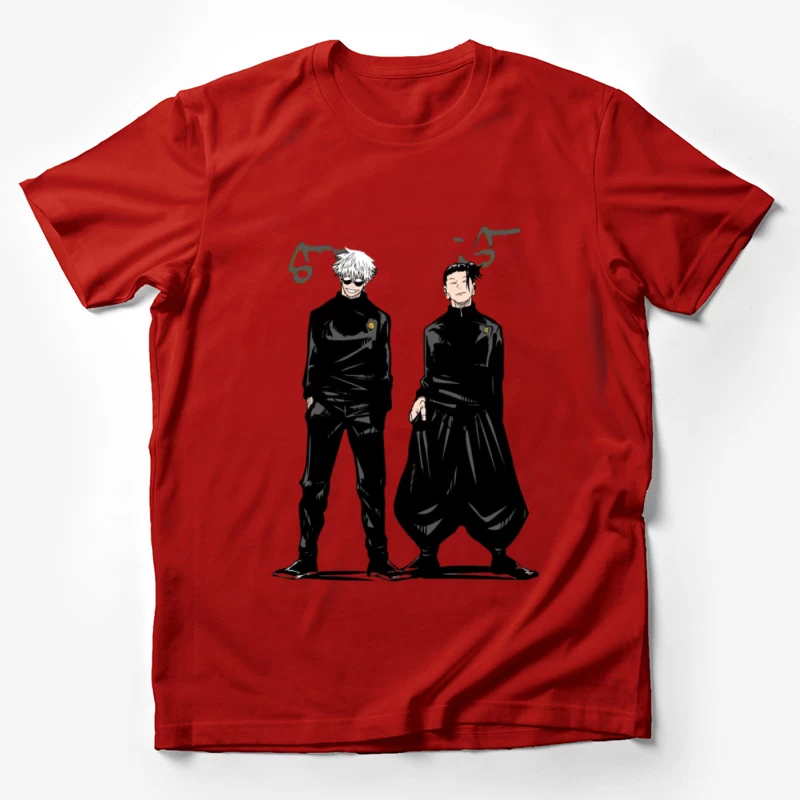 Zwei Charaktere in schwarzer Kleidung Herren T-Shirt