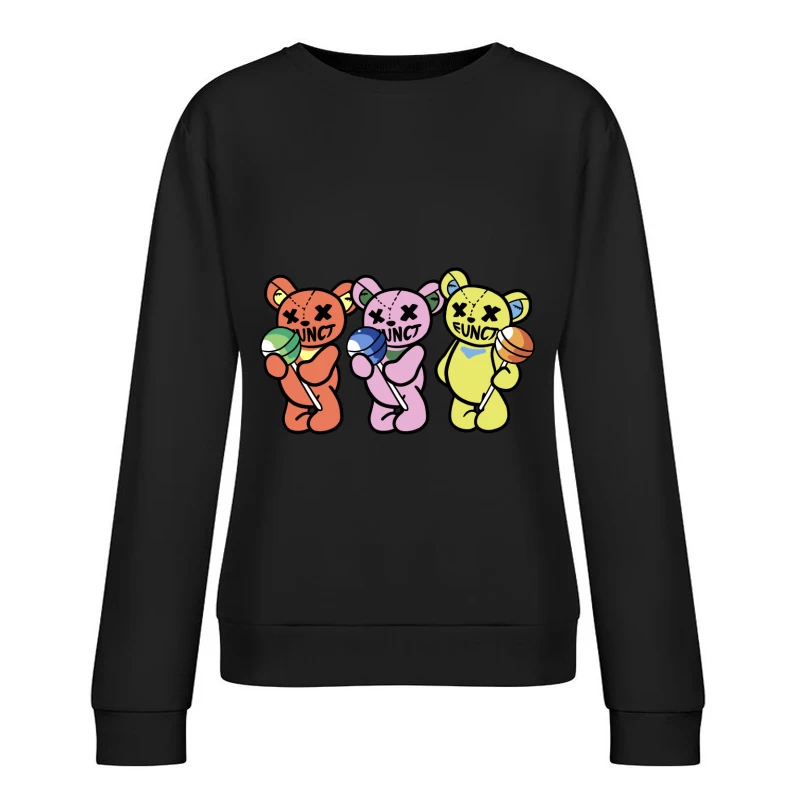 Bunte Teddybären mit Lutschern Damen Pullover Sweatshirt