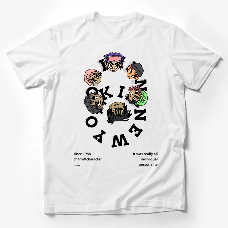 Bunte Cartoon-Charaktere im Kreis Herren T-Shirt