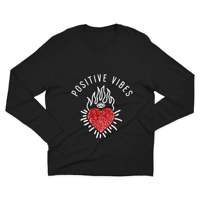 Positives Herzdesign mit Flammen Herren Langarm T-Shirt