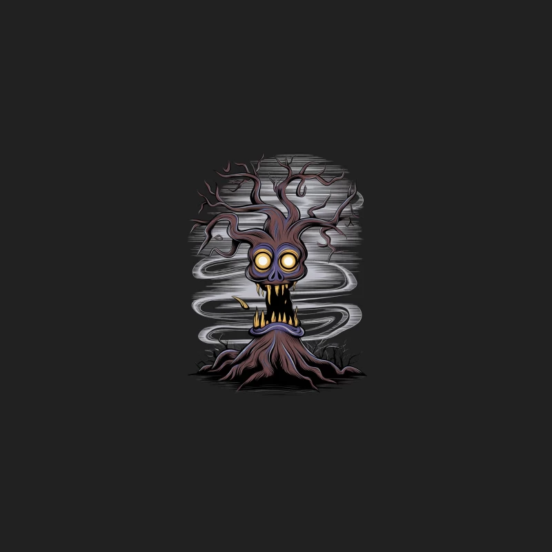 Spooky Monster Tree Dark Fantasy Halloween Illustration Bucket Hat