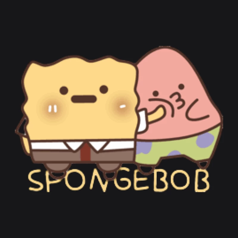 Kawaii SpongeBob und Patrick Illustration Herren Pullover Hoodie