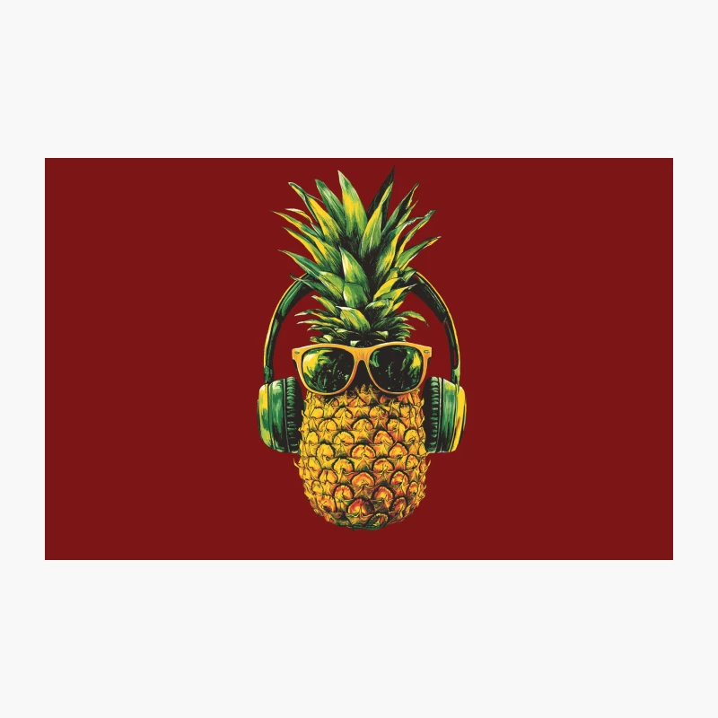 Cool Tropical Pineapple with Sunglasses and Headphones Travel Mug