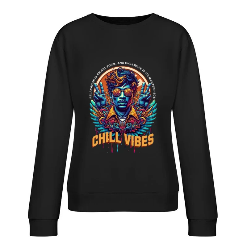 Psychedelic Peace and Chill Vibes Retro Art Design Female Pullover Sweatshirt