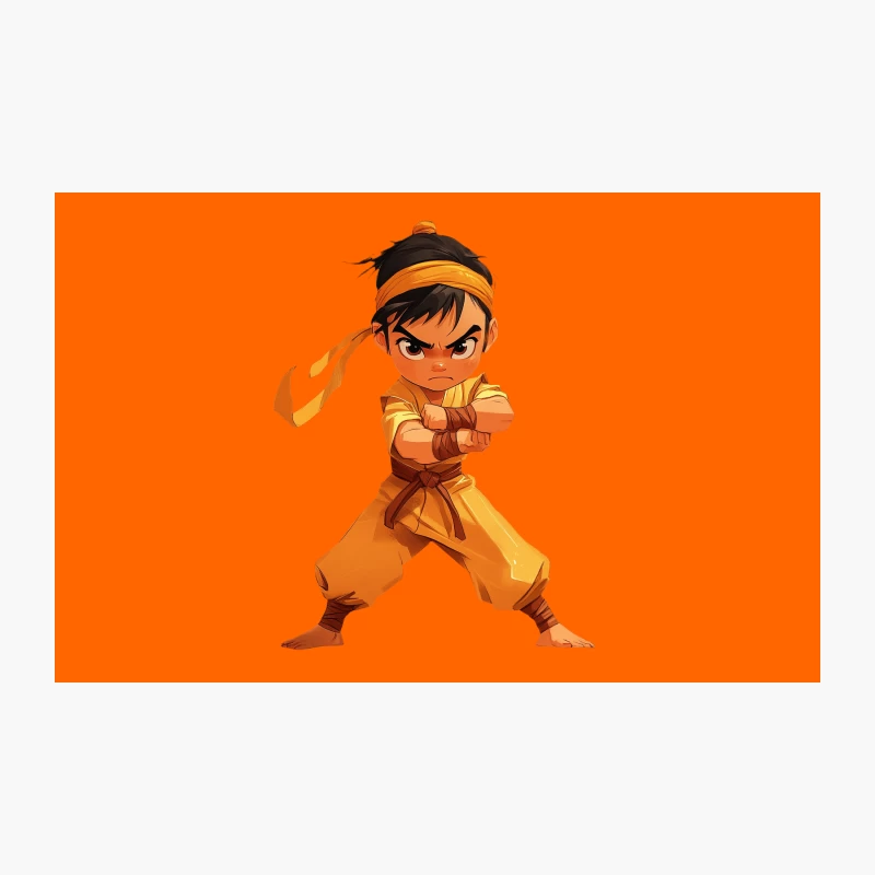 Young Martial Artist in Orange: Animated Warrior Ready for Action Travel Mug