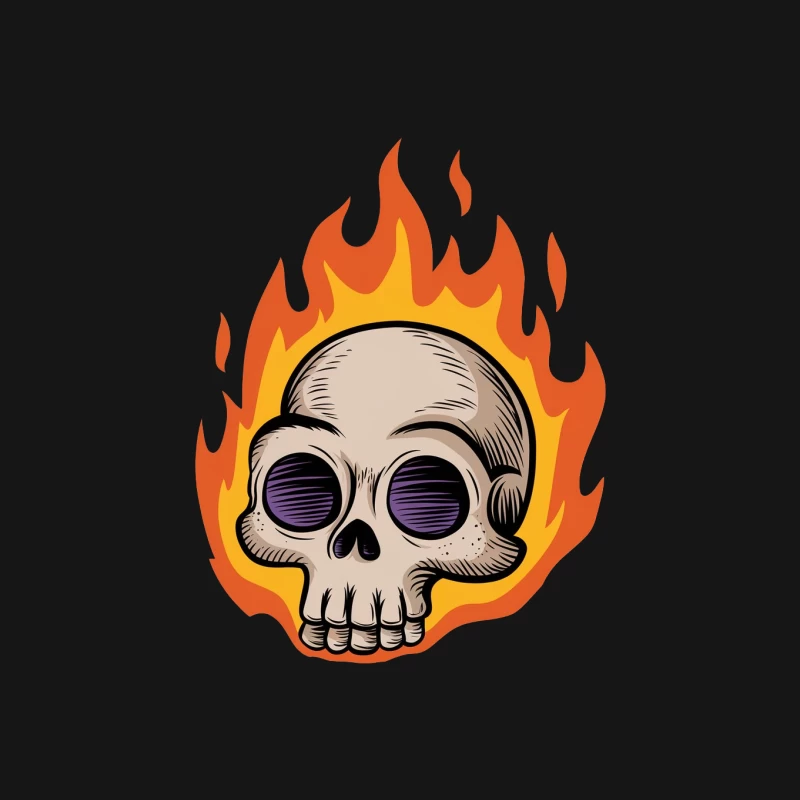 Flaming Skull Cartoon Illustration Mouse Pad