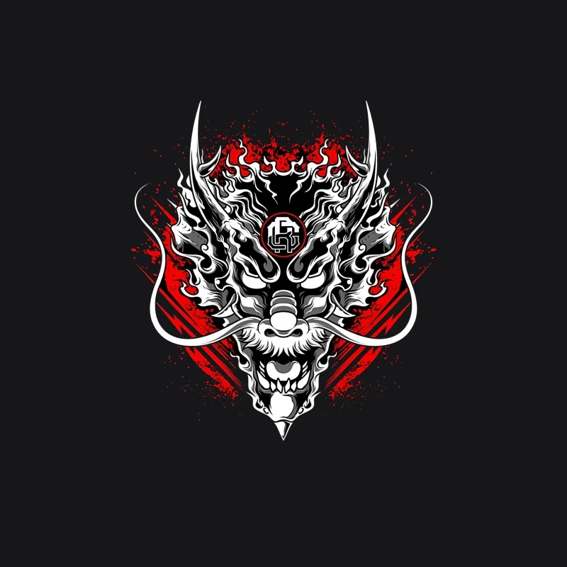 Drachenmaske mit Flammenkunst Herren Pullover Hoodie