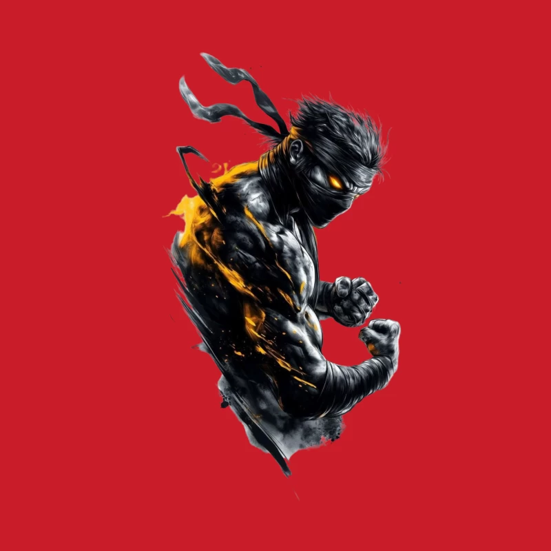 Dynamic Ninja Warrior in Action Art Male Pullover Hoodie
