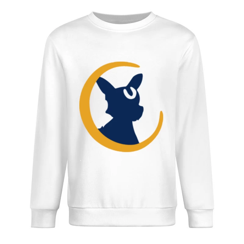 Siluette eines Mond-Katzen-Designs Herren Pullover Sweatshirt