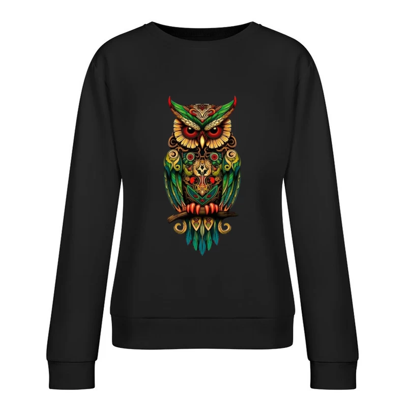 Colorful Owl Art Female Pullover Sweatshirt