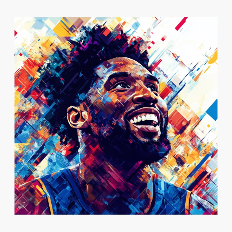 Vibrant Digital Portrait of Joyful Basketball Icon Throw Pillow