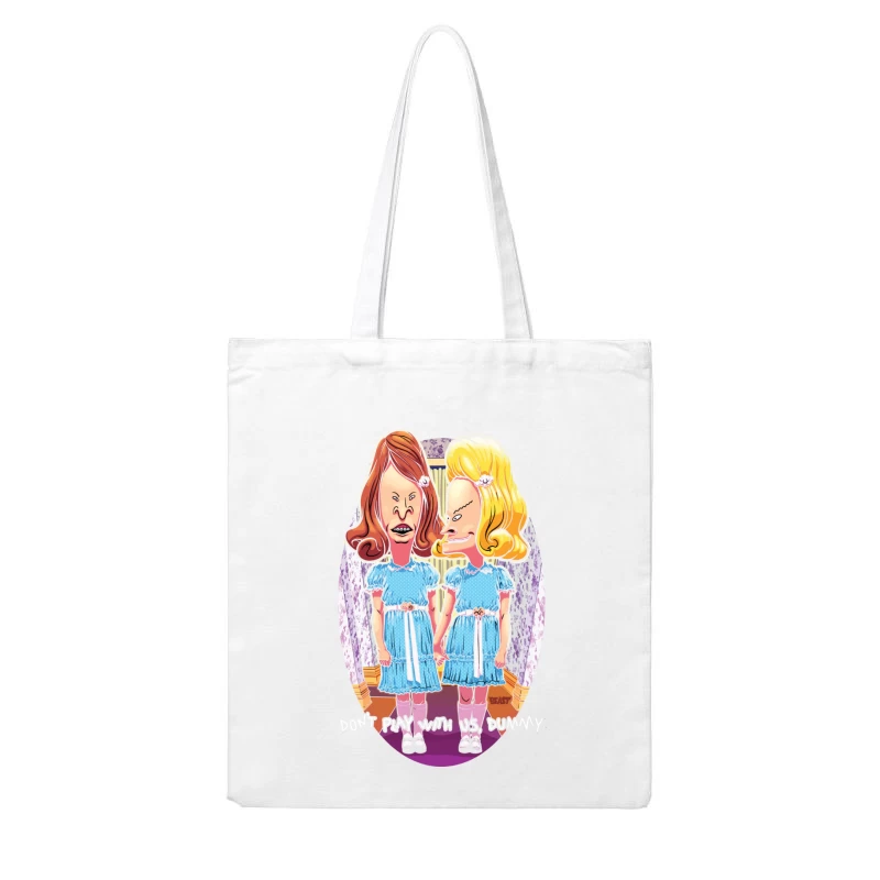 Humorous Cartoon Parody of Horror Characters Cotton Tote Bag