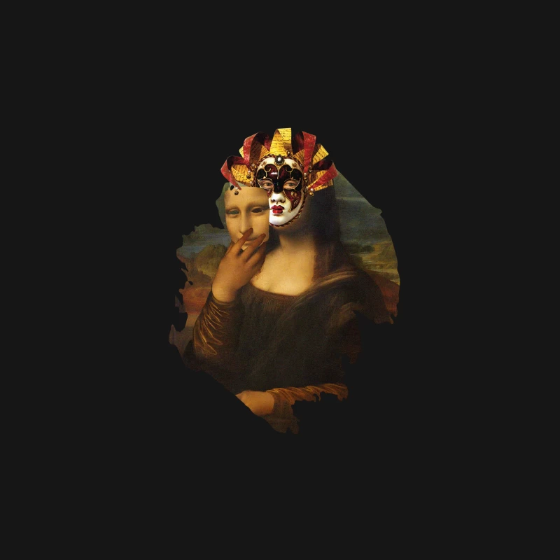 Mona Lisa mit venezianischer Maske Herren T-Shirt