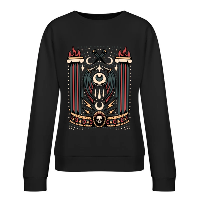 Gothic Decorative Illustration with Symbols Female Pullover Sweatshirt