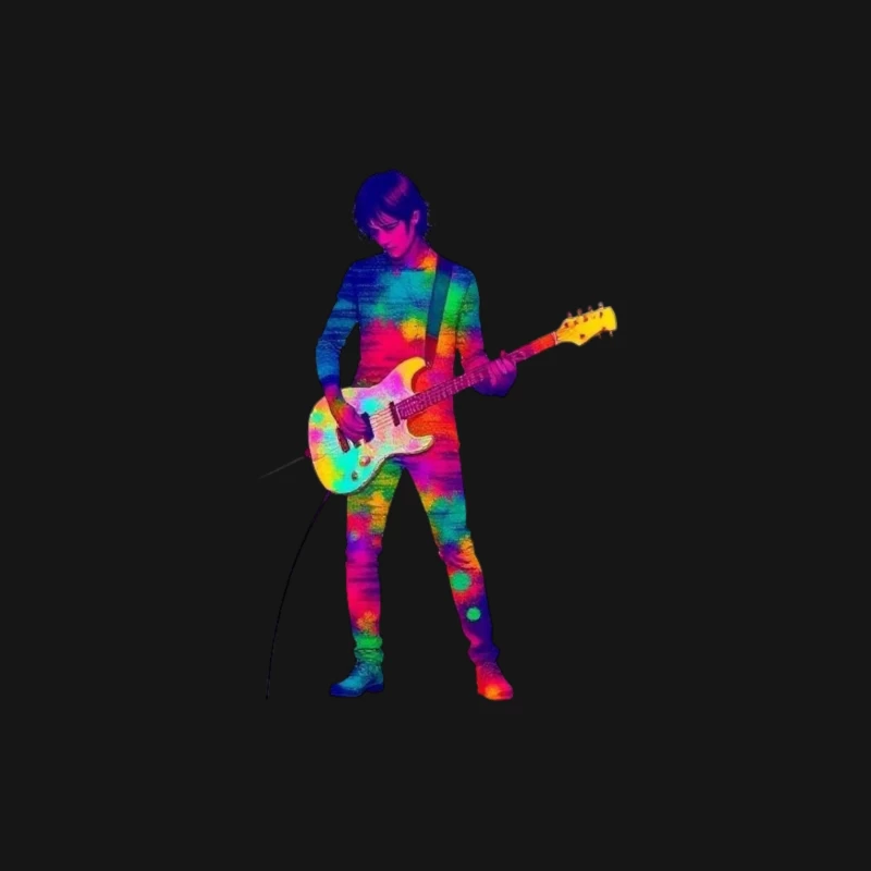 Colorful Musician Playing Electric Guitar Male Long Sleeve T-Shirt