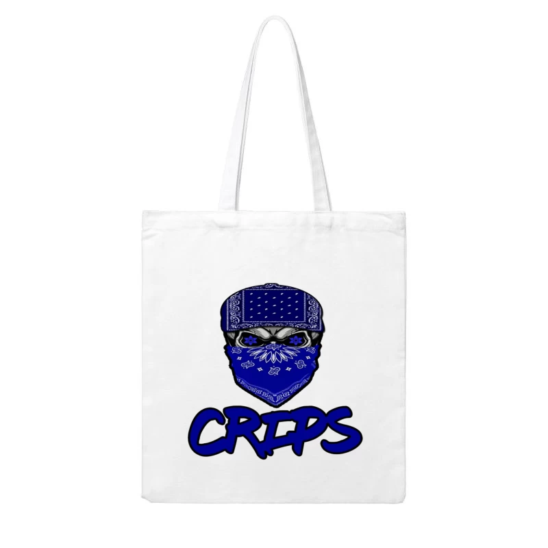 Blue Bandana Skull with Crips Gang Symbol Cotton Tote Bag