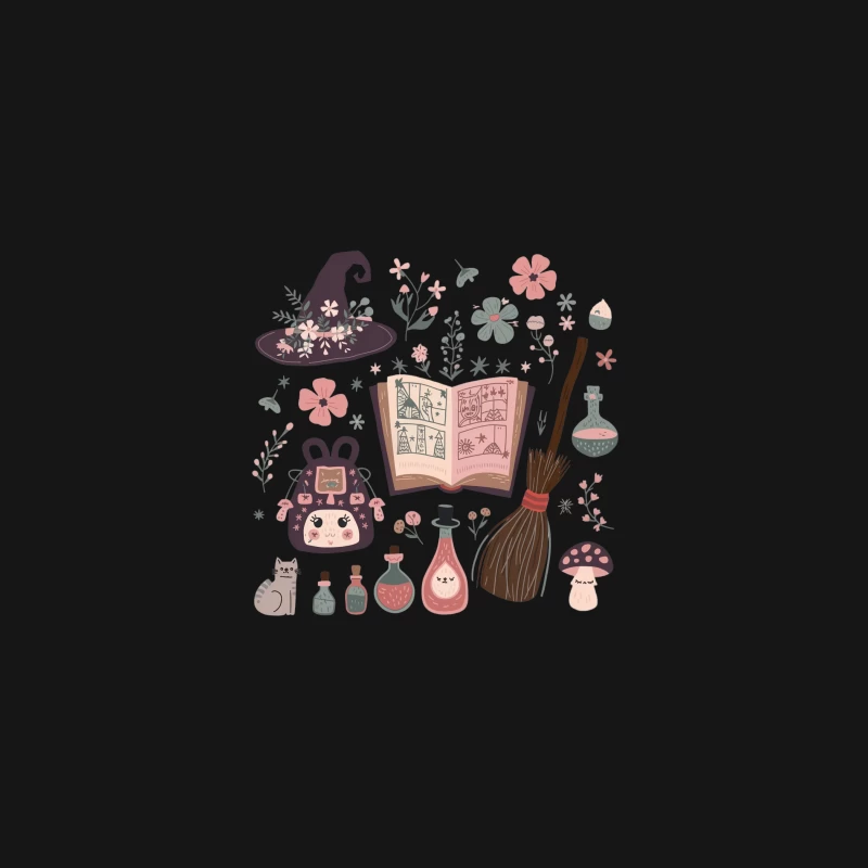 Whimsical Witchcraft Essentials with Cute Accessories Desk Mat