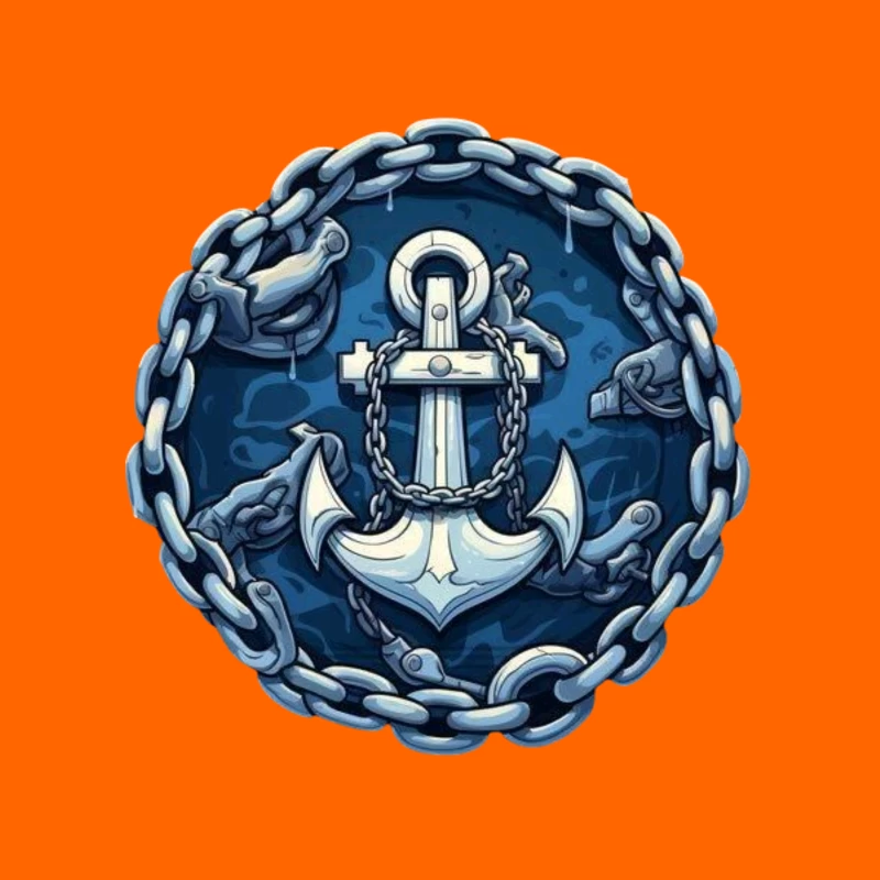 Anchor and Chains Emblem Throw Pillow
