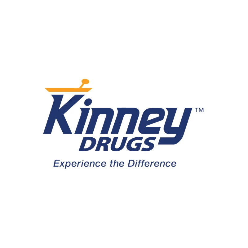 Kinney Drugs Pharmacy Logo with Blue Text and Orange Accent Tapestry