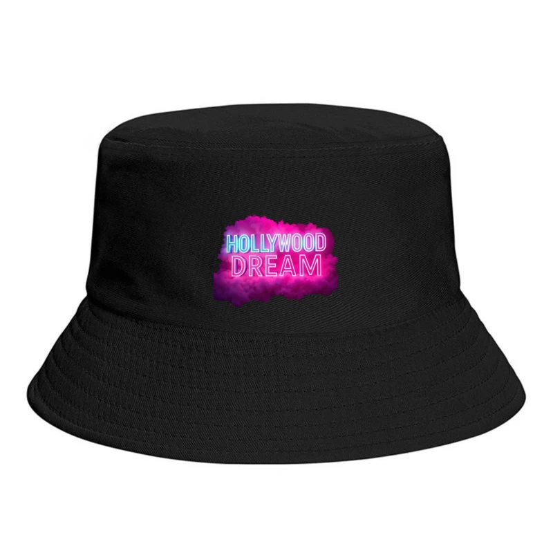 Neon Hollywood Dream Sign with Pink Cloud Background Bucket Hat